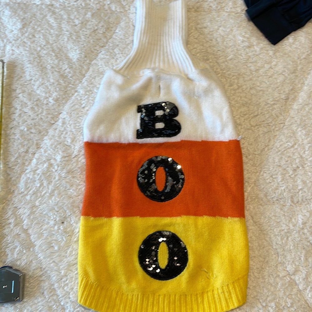 Candy Corn "Boo" Cat or Dog Halloween Sweater Costume Yellow Orange